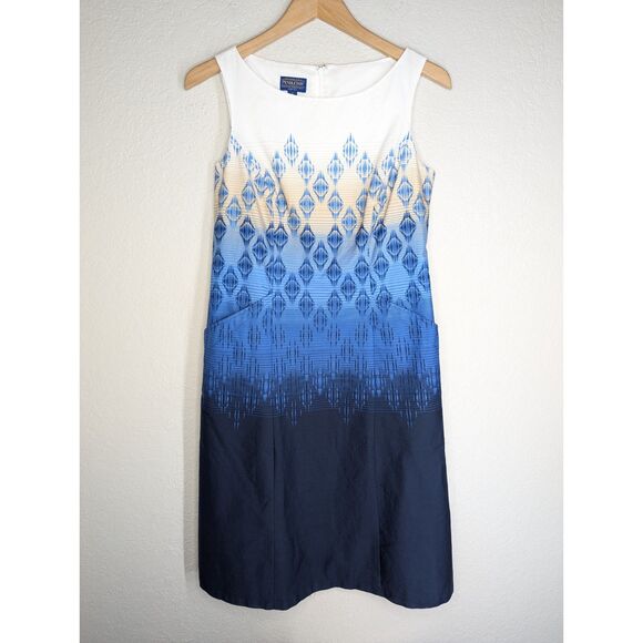 NWOT Pendleton Nantucket Cotton Dress Size 4 Gradient Colorway Midi Blue White - Picture 2 of 11